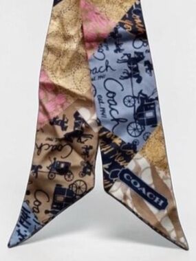 Coach reversible silk pony scarf EUC